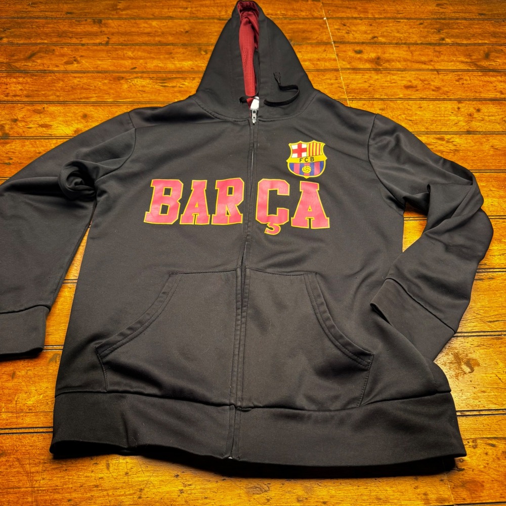 FC Barcelona‎ Barca Full Zip Hoodie Black Mens Small FCB Soccer Track Jacket